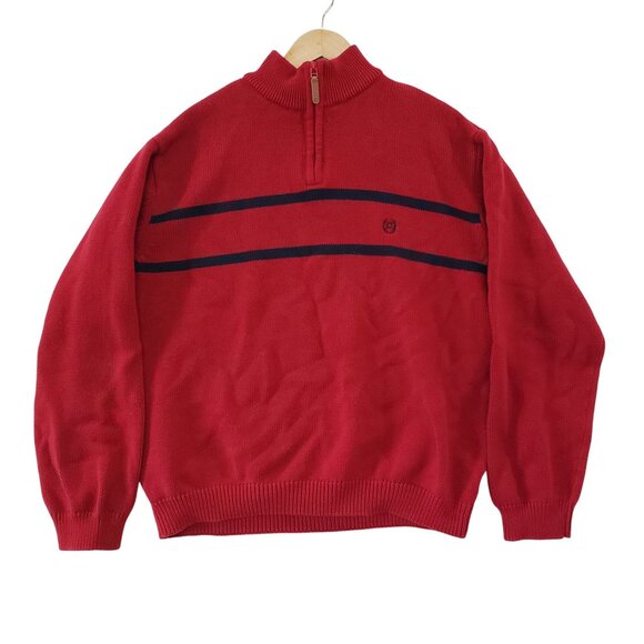Chaps Red Half Zip Sweater Mens XXL Cotton Vintage Y2K Pullover Preppy Sporty - Picture 1 of 6
